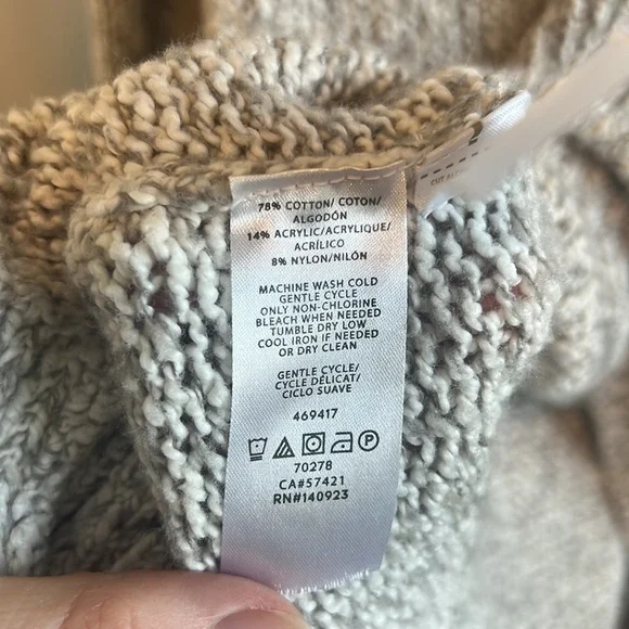 LOFT V-neck Cable Gray Heather Sweater Knit, M - Picture 6 of 6